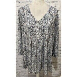Rose & Olive Women’s Tunic Top V-neck Blouse Boho Floral Chiffon Cottagecore 2X